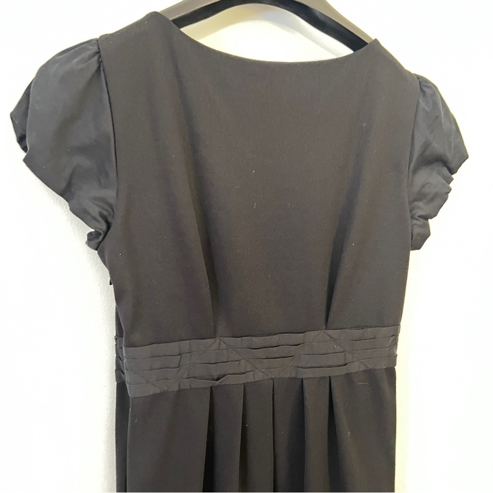 BCBG Black Puff Sleeve Pleated Midi Dress - Picture 7 of 14